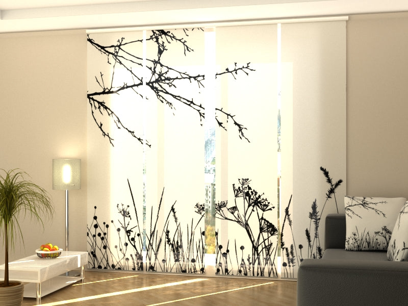 Sliding Panel Curtain Shadow of Grass and Tree