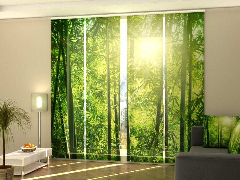 Sliding Panel Curtain Sun in Bamboo Forest