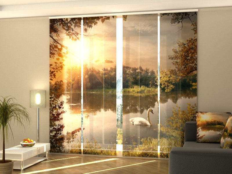 Sliding Panel Curtain Swan at Sunset