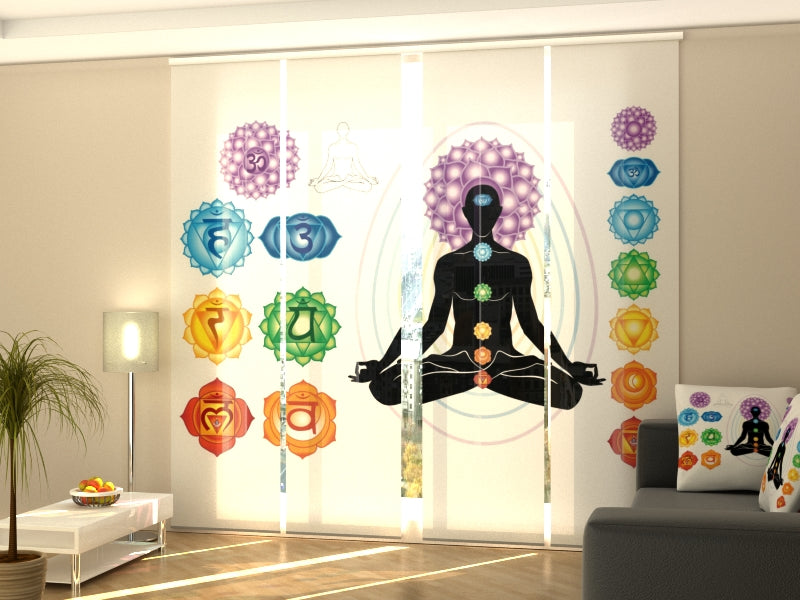 Sliding Panel Curtain The 7 Chakra Symbols