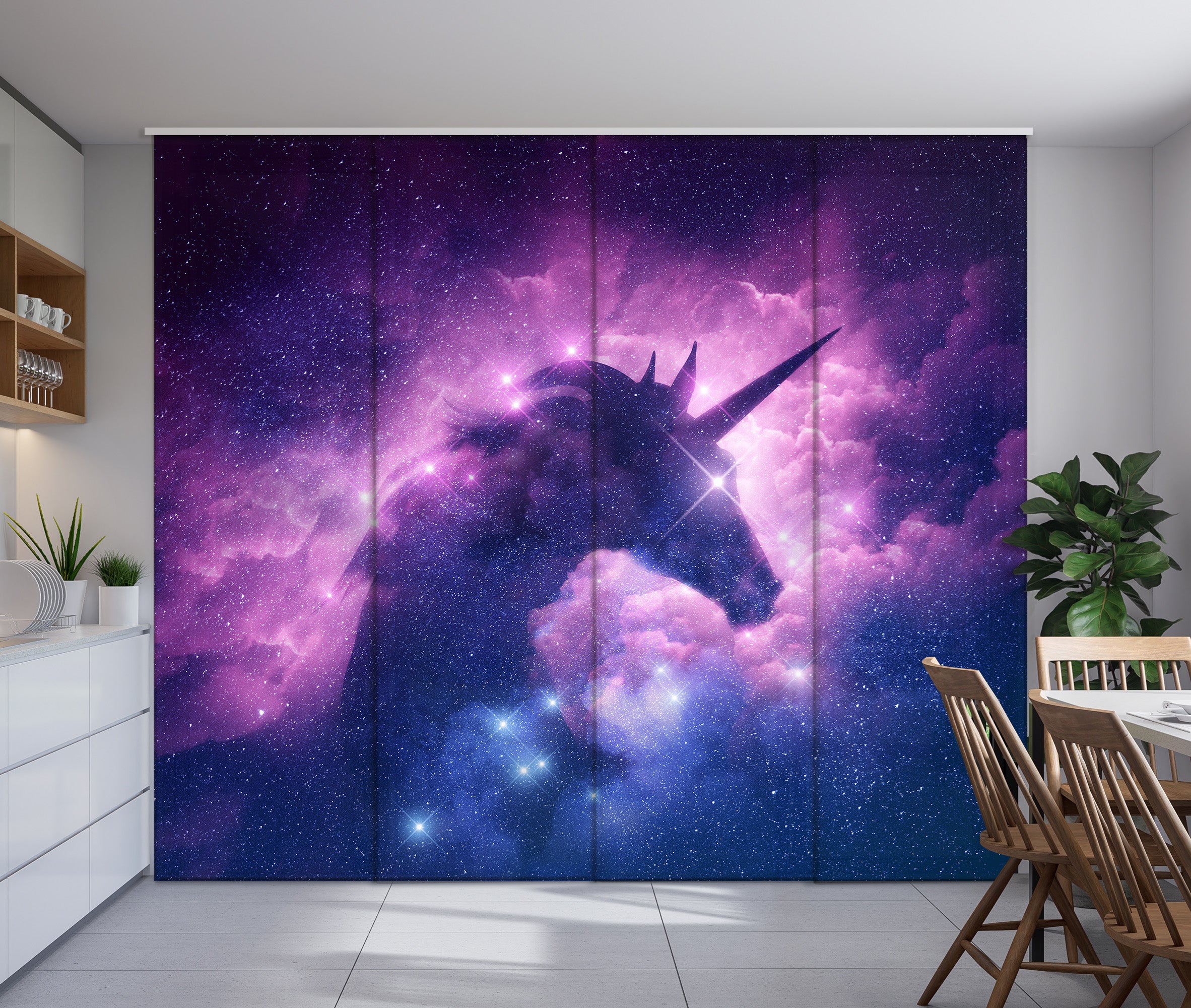 Sliding Panel Curtain Unicorn in a Galaxy Nebula