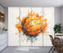 Sliding Panel Curtain Watercolor Basketball Ball