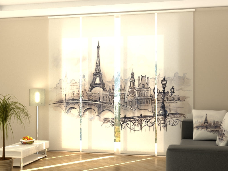 Sliding Panel Curtain Watercolor Paris