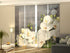 Sliding Panel Curtain White Orchids on Gray Marble