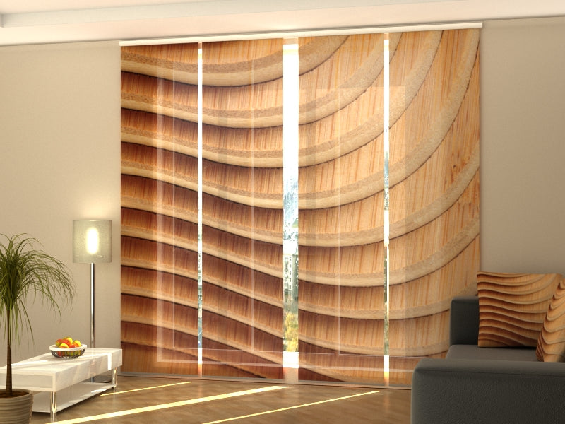 Sliding Panel Curtain Wood Abstract Waves