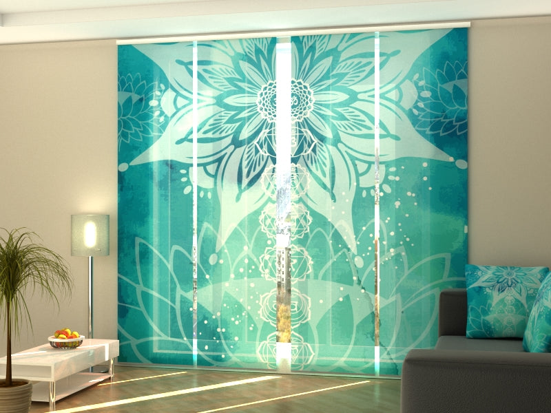 Sliding Panel Curtain Yoga Symbols and Lotus