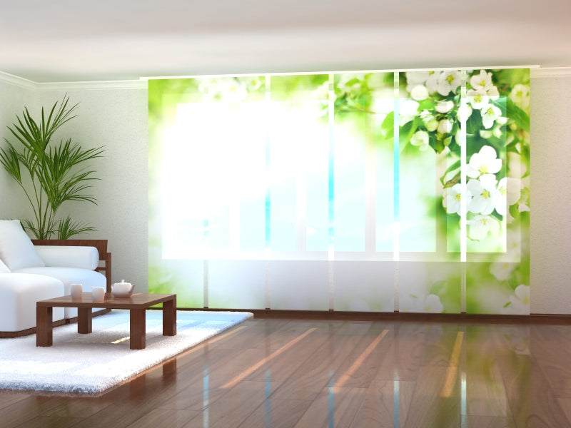Sliding Panel Curtain Blooming Apple Tree Branches