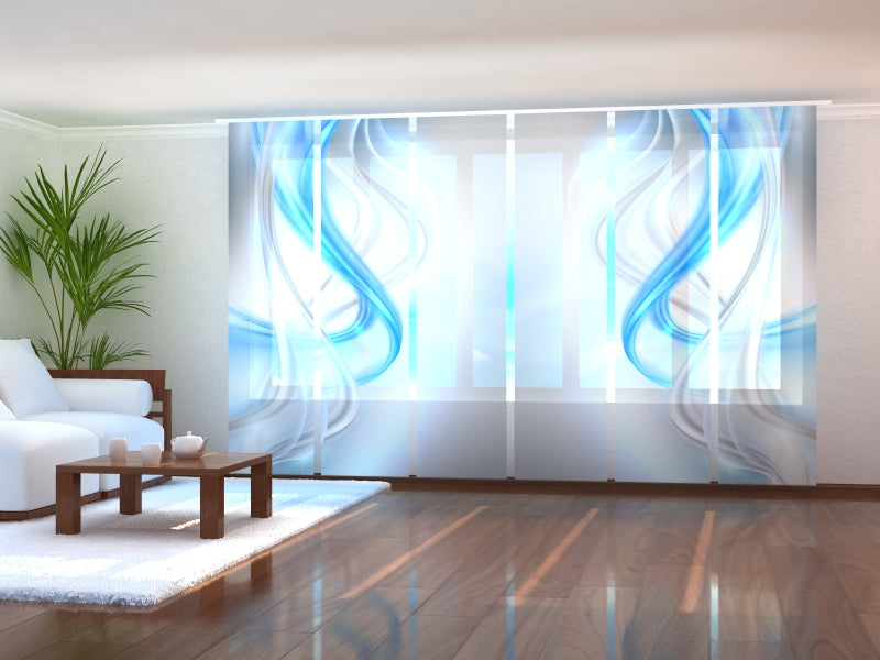 Sliding Panel Curtain Blue and Gray Harmony Abstraction