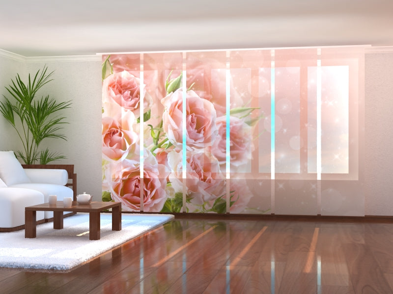 Sliding Panel Curtain Bouquet of Delicate Roses