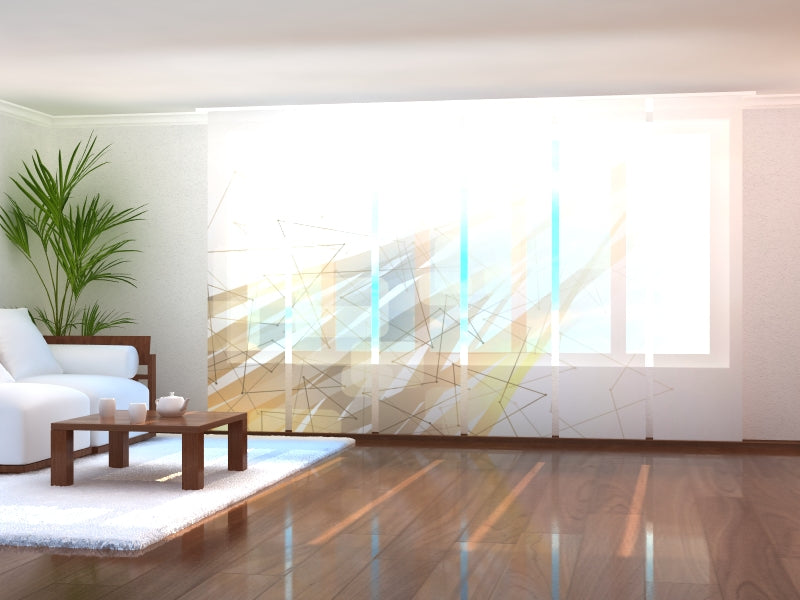 Sliding Panel Curtain Geometric Abstraction Brown