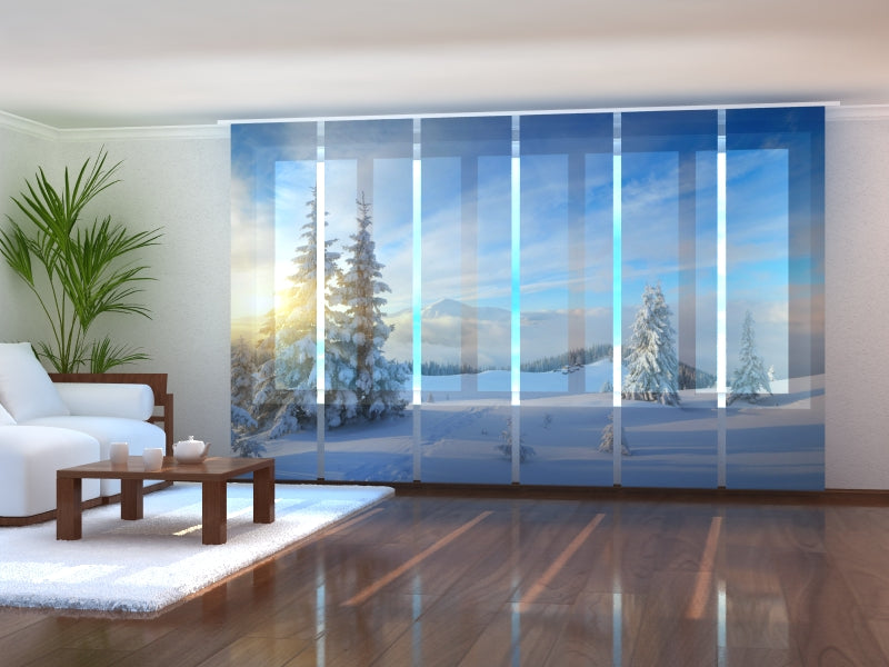 Sliding Panel Curtain Christmas Forest Landscape