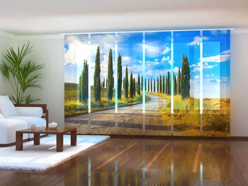 Sliding Panel Curtain Cypress Trees in Tuscany