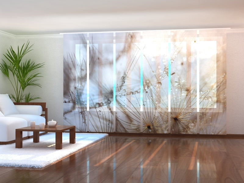 Sliding Panel Curtain Delicate Dandelion Flower