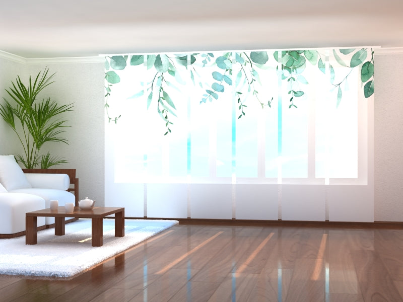 Sliding Panel Curtain Elegant Eucalyptus Leaves