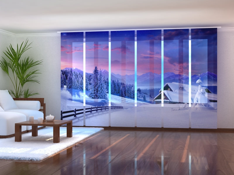 Sliding Panel Curtain Fabulous Christmas Night in the Mountains