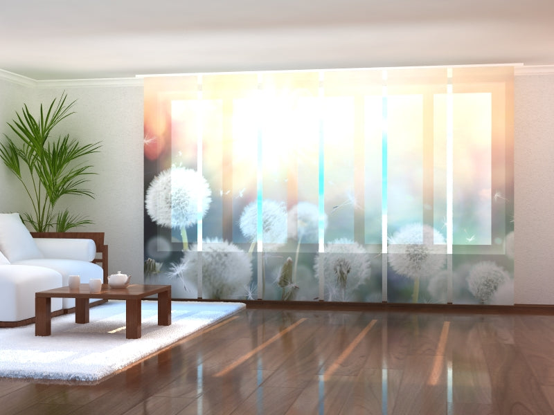 Sliding Panel Curtain Field of Dandelions in the Sunset