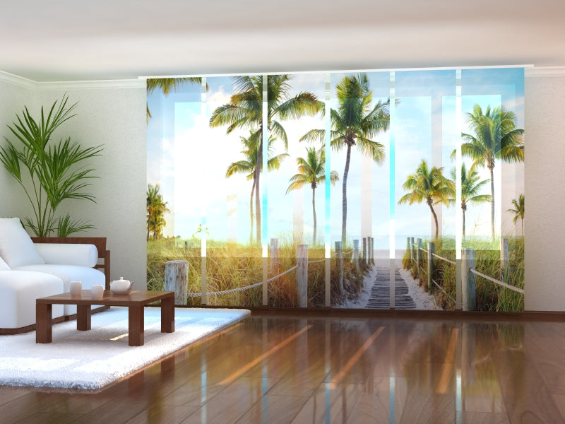 Sliding Panel Curtain Footbridge to the Beach