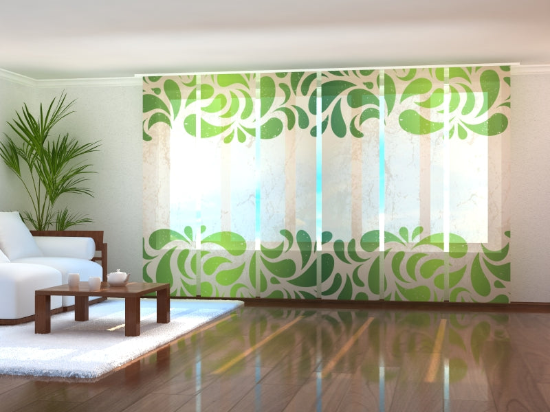 Sliding Panel Curtain Green Ornament