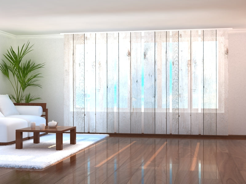 Sliding Panel Curtain Light-Gray Wood Planks