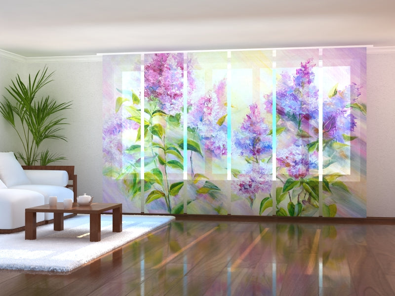 Sliding Panel Curtain Lilac Bush at Sunrise