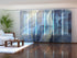 Sliding Panel Curtain Luxury Abstraction in Blue and Gold