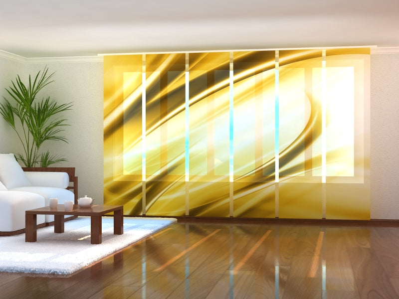 Sliding Panel Curtain Modern Golden Abstraction