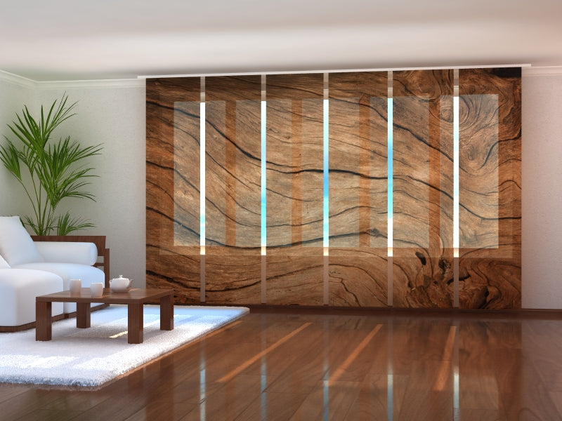 Sliding Panel Curtain Old Oak Wood