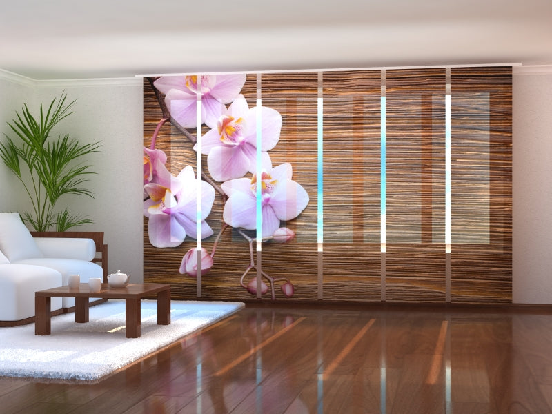 Sliding Panel Curtain Orchids and Tree