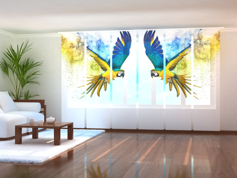 Sliding Panel Curtain Parrot's Colorful Flying