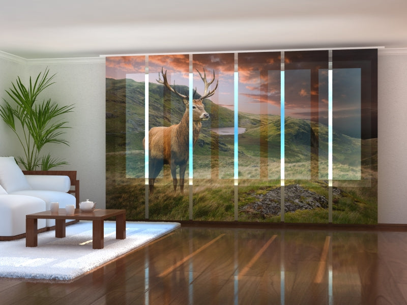Sliding Panel Curtain Red Deer at Sunset