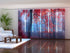 Sliding Panel Curtain Red Leaves in Mist