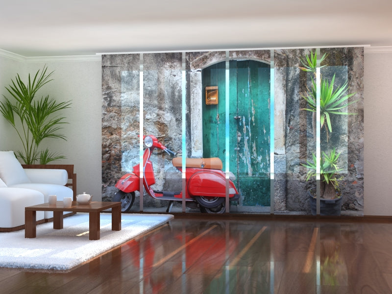 Sliding Panel Curtain Red Scooter