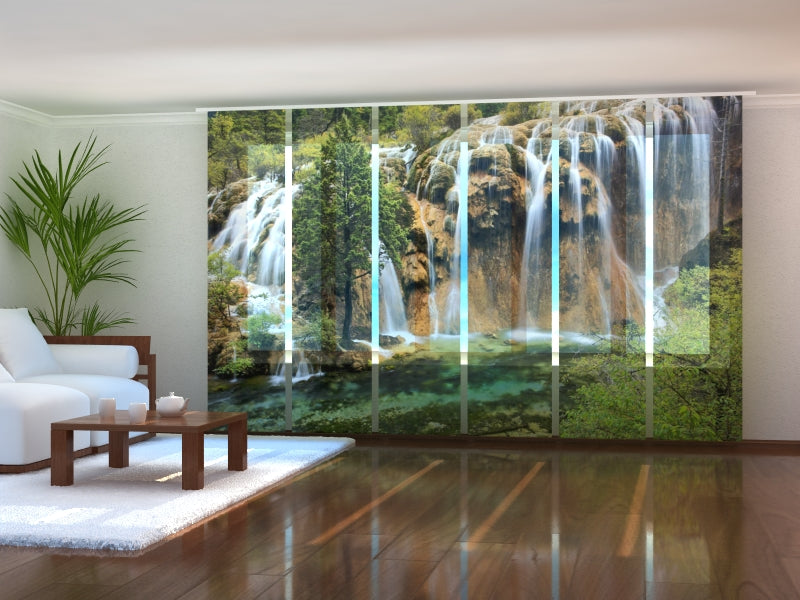 Sliding Panel Curtain Scenic Waterfall in Jiuzhaigou