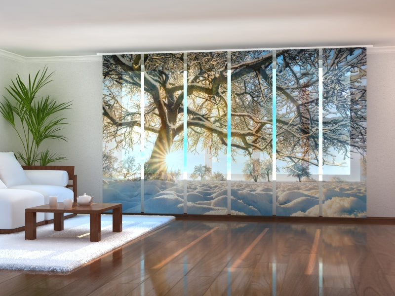 Sliding Panel Curtain Snow Covered Tree