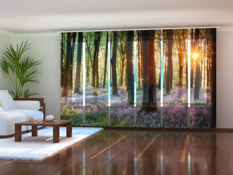 Sliding Panel Curtain Sunrise in the Beautiful Spring Forest
