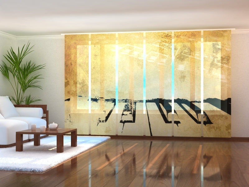 Sliding Panel Curtain Vintage Piano and Music Notes