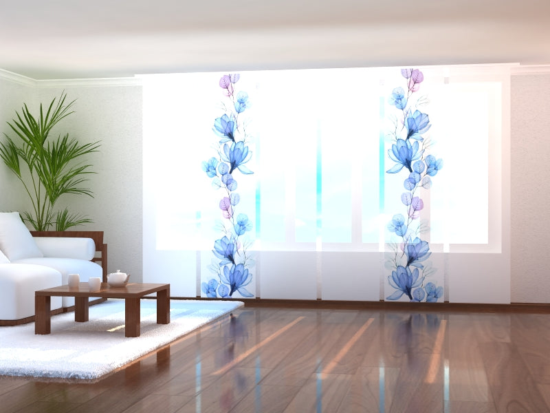 Sliding Panel Curtain Watercolor Magnolia and Eucalyptus