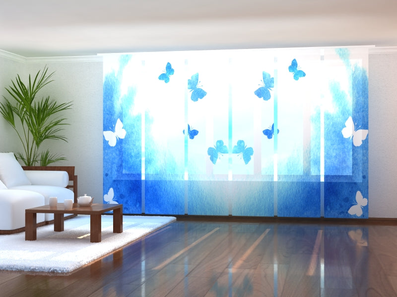 Sliding Panel Curtain Watercolour Butterflies