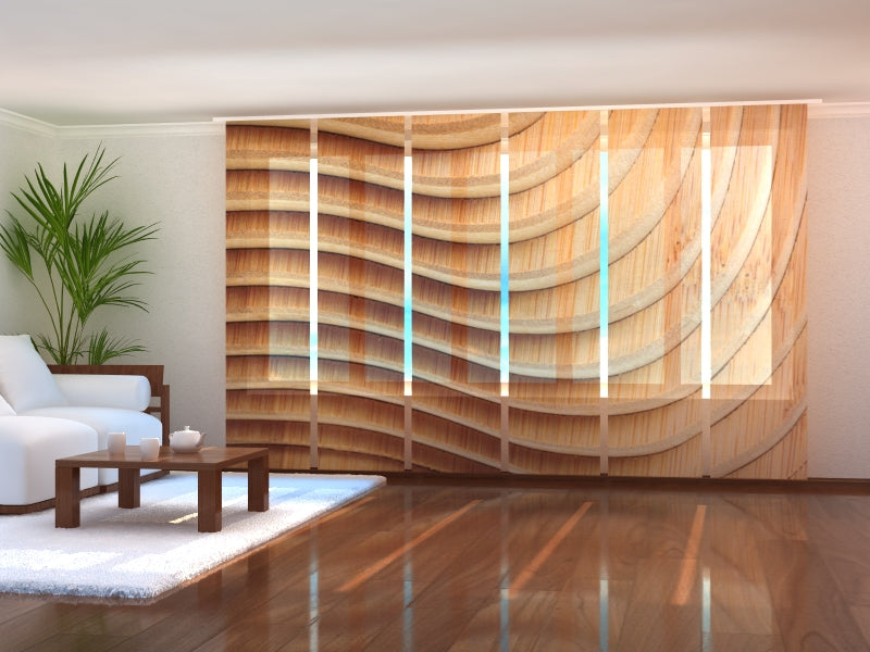 Sliding Panel Curtain Wood Abstract Waves
