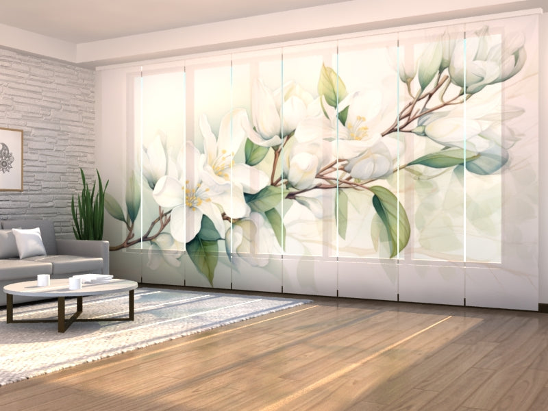 Sliding Panel Curtain Adore Watercolor of Jasmine Branch