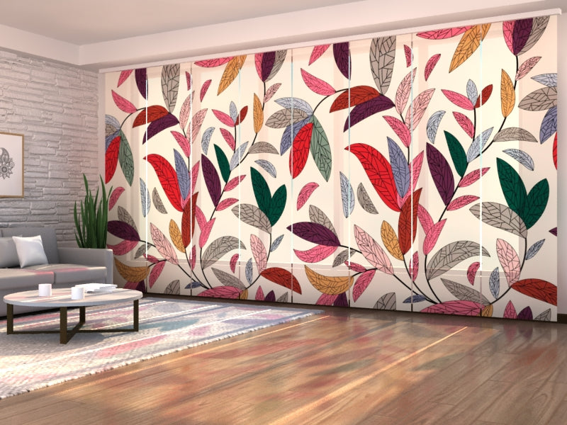 Sliding Panel Curtain Colorful Leaves