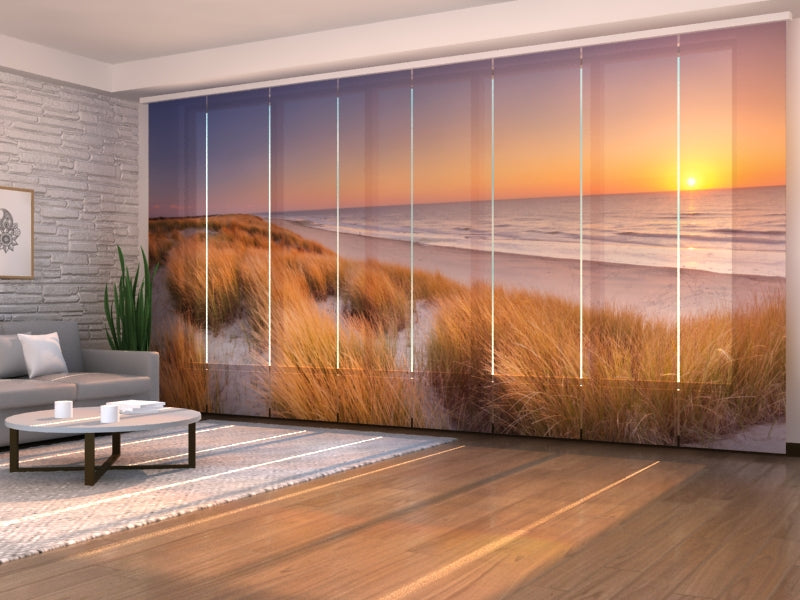 Sliding Panel Curtain Dunes and Beach at Sunset in The Netherlands