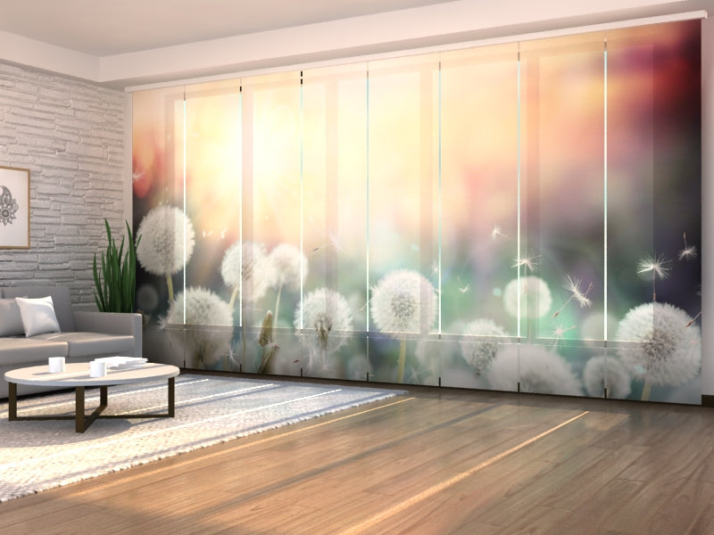 Sliding Panel Curtain Field of Dandelions in the Sunset