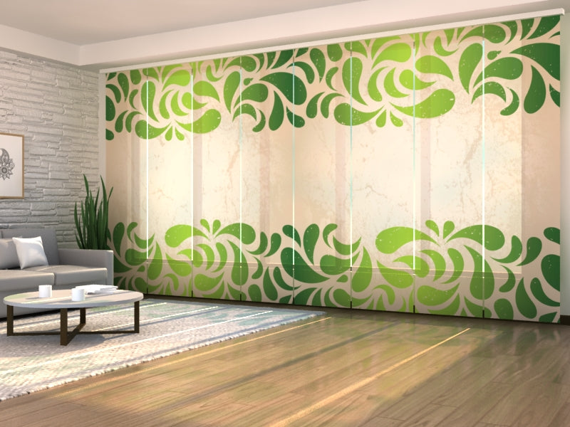 Sliding Panel Curtain Green Ornament