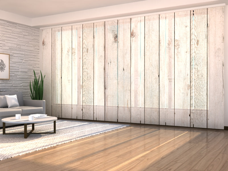 Sliding Panel Curtain Light-Gray Wood Planks