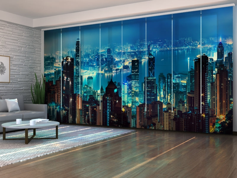 Sliding Panel Curtain Panorama of Evening Hong Kong
