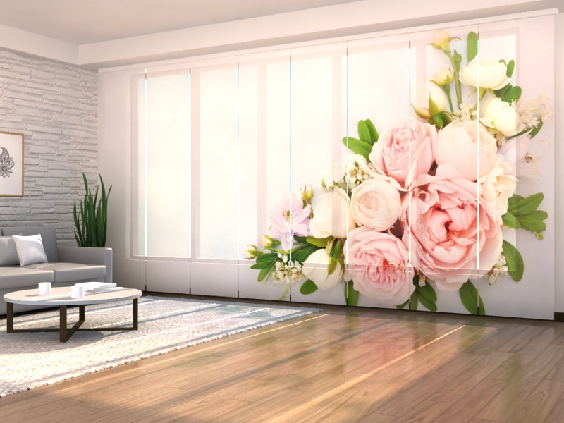 Sliding Panel Curtain Summer Delicate Roses