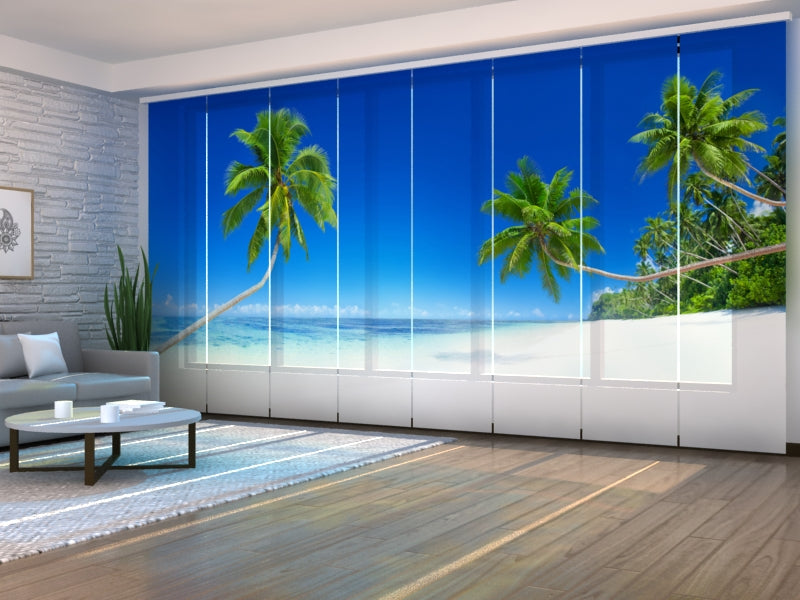 Sliding Panel Curtain Tropical Summer Beach