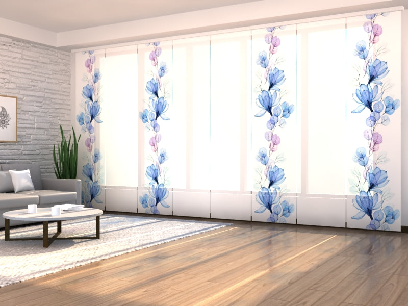 Sliding Panel Curtain Watercolor Magnolia and Eucalyptus