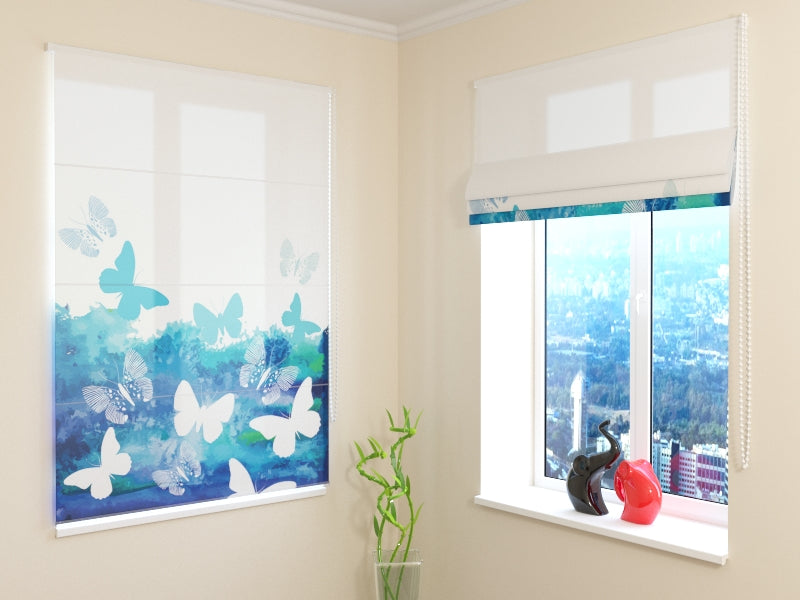 Roman Blind Blue Butterfly